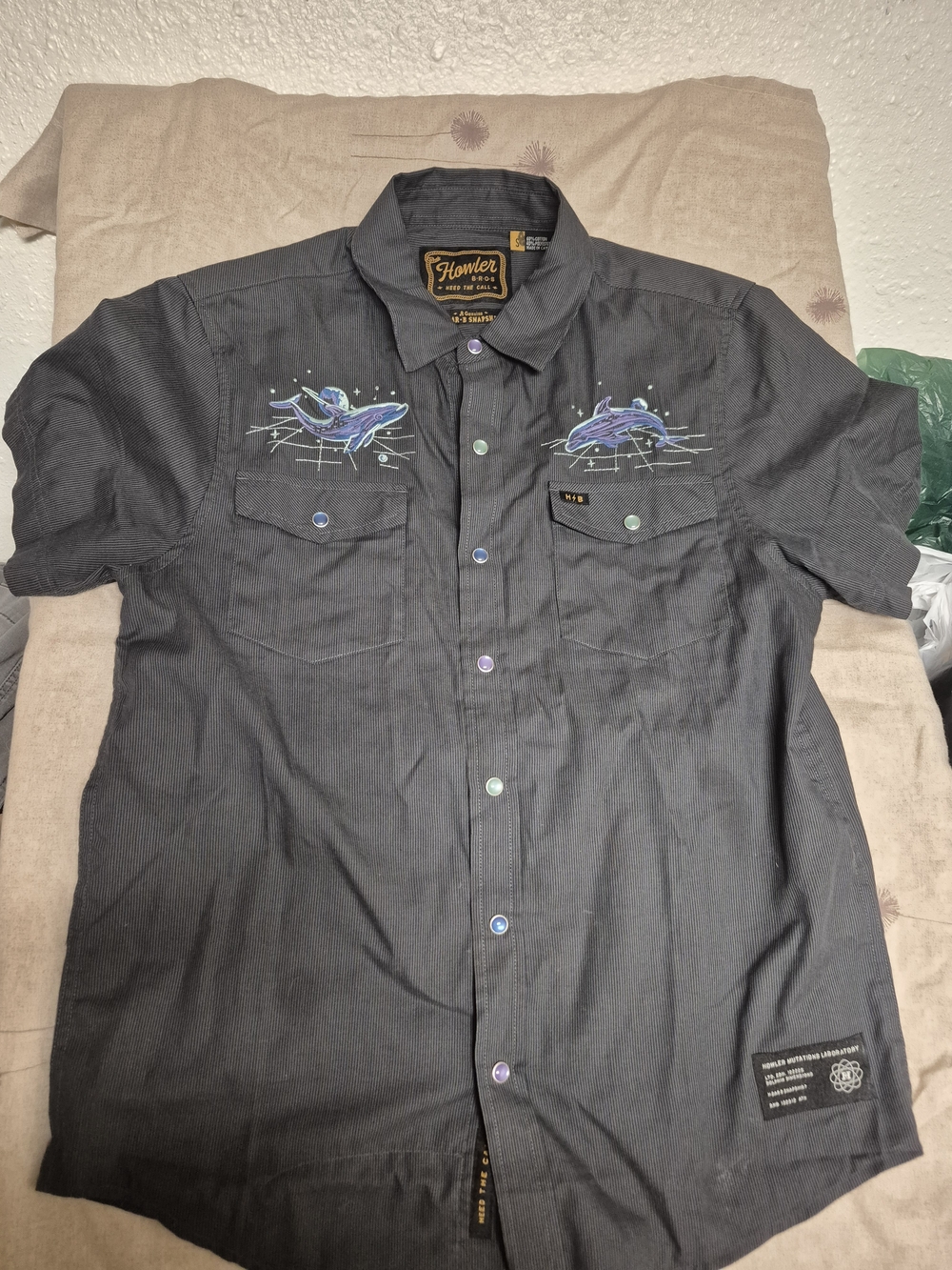 Howler Bros Mutation Dolphin  H Bar B Snapshirt Men's grey Western Snap Shirt